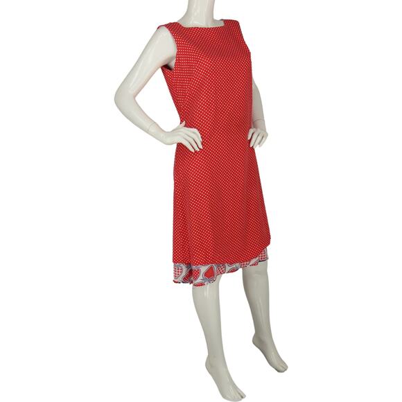 70s Vintage Reversible Polka Dot Strawberry All Over Print Dress S SMALL - Picture 14 of 16